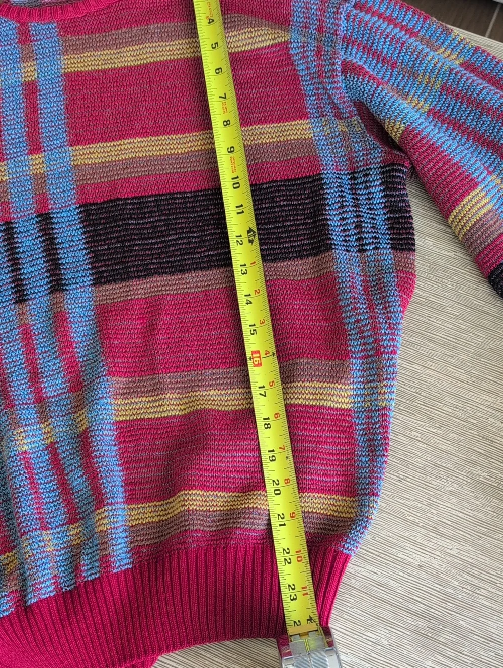 Vintage 90's Derby Men's Multicolor Stripe Plaid Knit Sweater Large